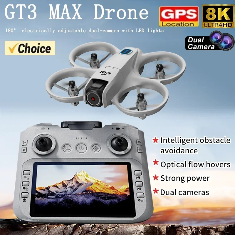 Rc Hobby Grade Helicopter - 2026年新型GT3ミニ LED折りたたみ式ドローン GPS 8K HDデュアルカメラ ブラシレスモーター