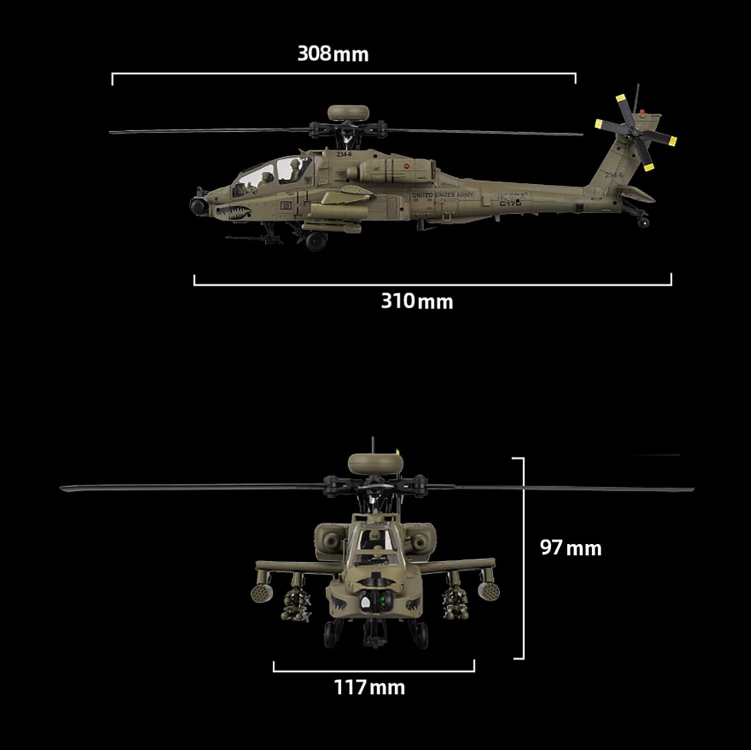 310MM 6CH C170 AH-64D リモートコントロ - Rc Hobby Grade Helicopter のレビューと価格