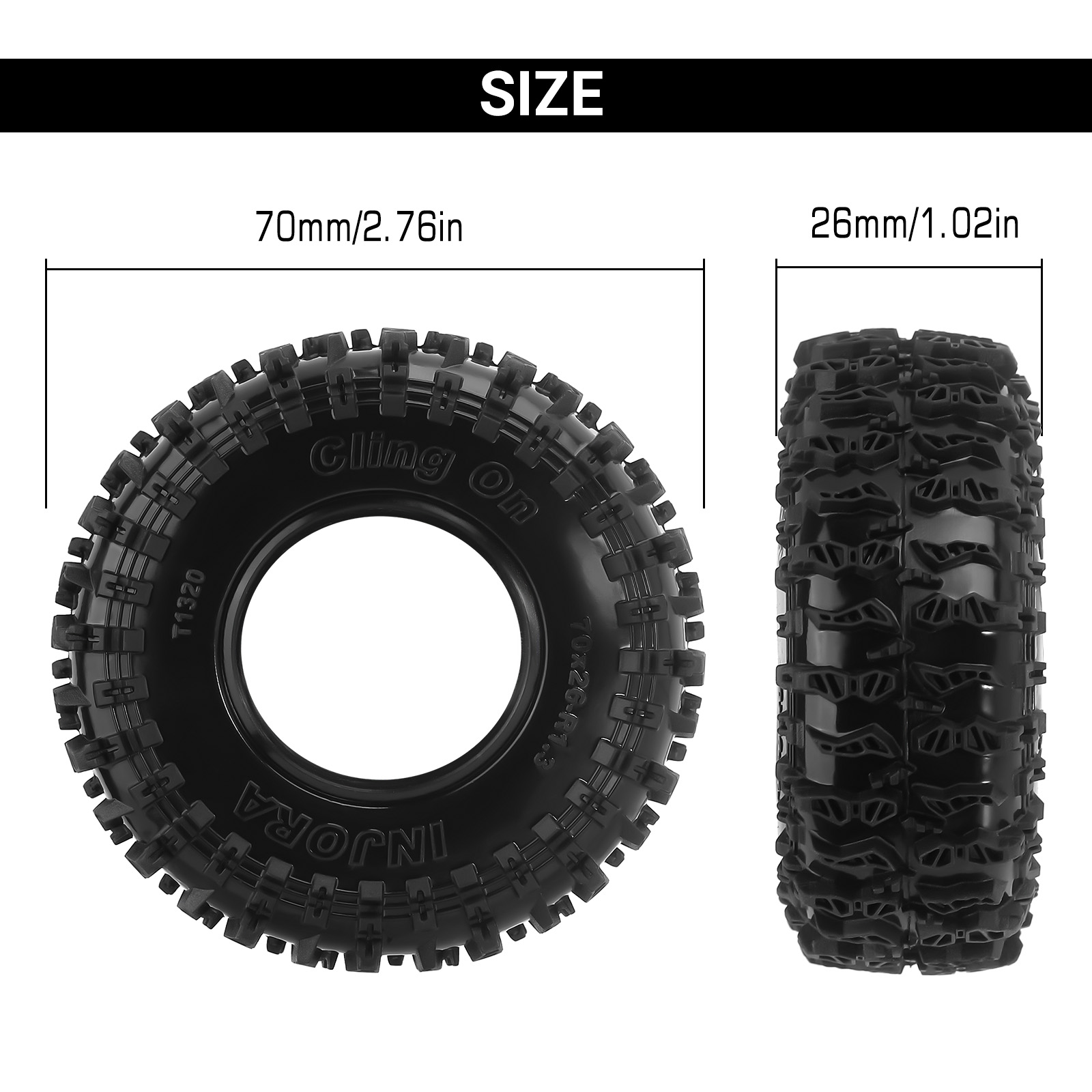 INJORA 1.3インチ クリングオンタイヤ 70*26m - Rc Tire Foam Insert のレビューと価格