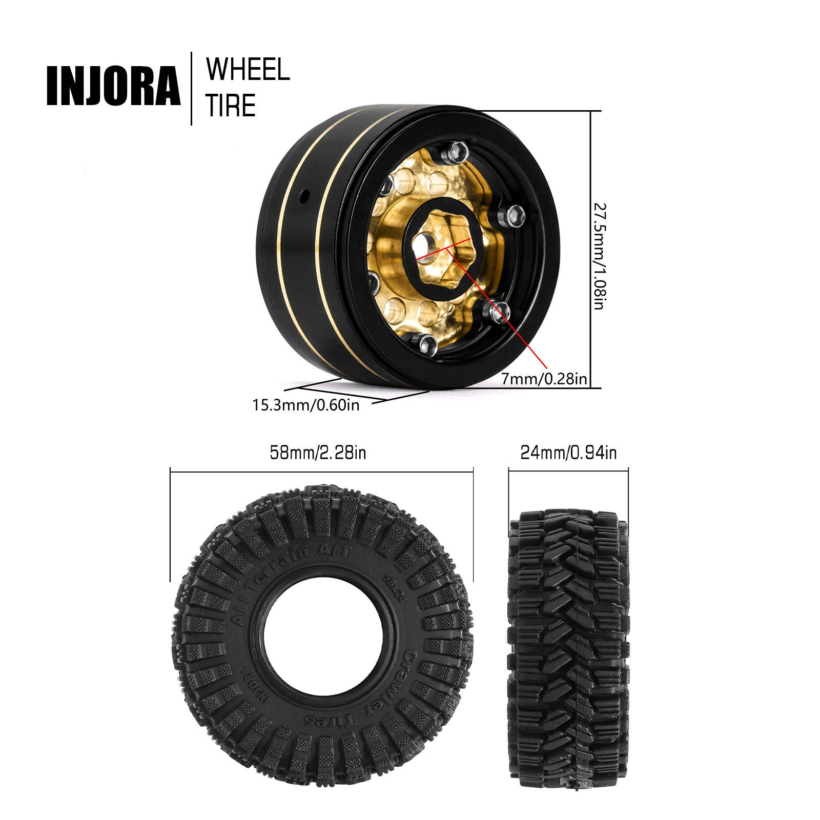 INJORA ブラックコーティング真鍮 1.0 